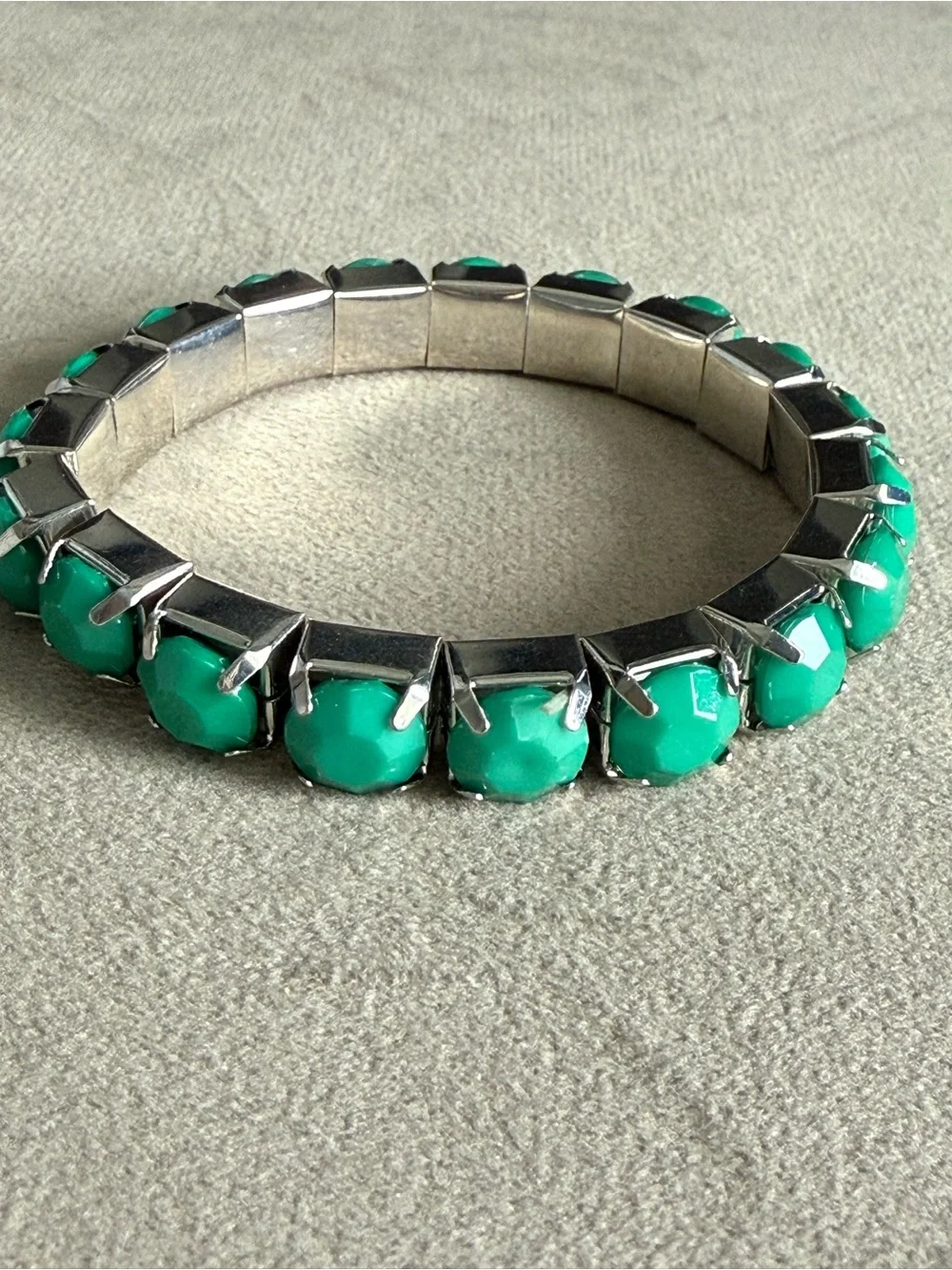 Dress Barn Silver-Tone Bracelet with Bright Green Cabochons